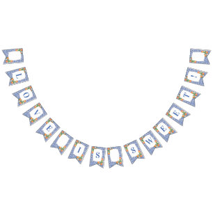 Citrus Sinaasappels Blue White Print Vrijgezellenf Vlaggetjes