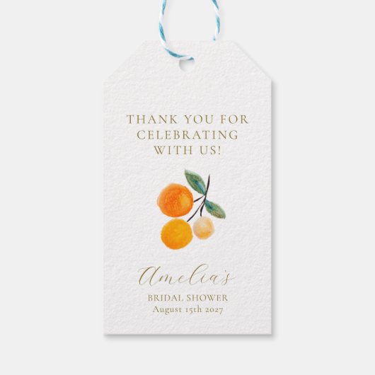 Citrus Sinaasappels bruids brunch op maat dank u Cadeaulabel (Achterkant)