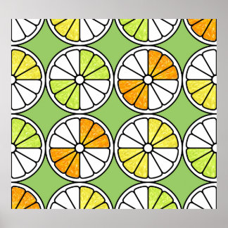 Citrus Slice Fruit, Zomer Naadloos. Poster