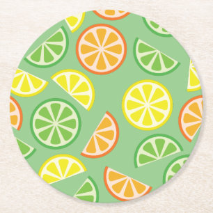 Citrus Slice verjaardagsfeestje Ronde Kartonnen Onderzetter