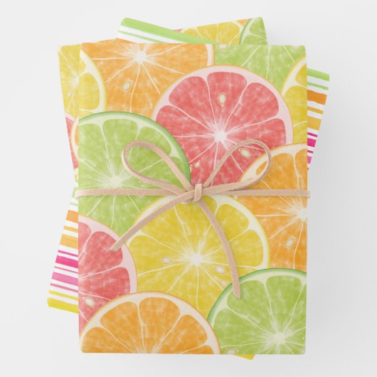 Citrus Slices en Stripes Inpakpapier Vel (In situ)