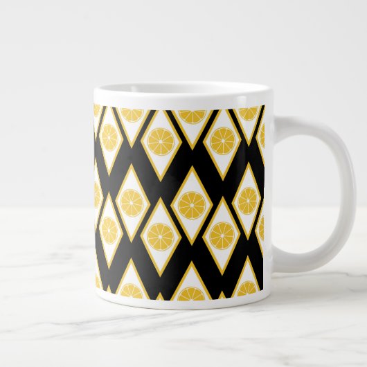 Citrus Slices in het moderne diamantpatroon Jumbo Mok (Rechts)
