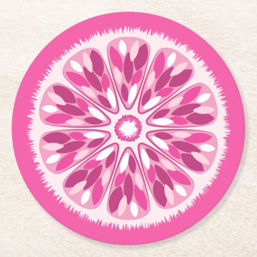 Citrus Slices Pink Lemon Ronde Kartonnen Onderzetter (Voorkant)