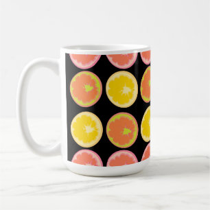Citrus Snoep Lemon Pattern Black Kitchen Koffiemok