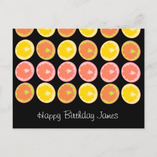 Citrus Snoepje Citroen Fruit Patroon Zwart Briefkaart