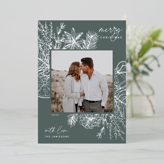 Citrus & Spice | Kerstfoto Zilver Folie Feestdagenkaart (Staand Voorkant)