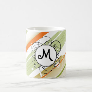 Citrus Splash Modern-Retro Stripes met monogram Koffiemok