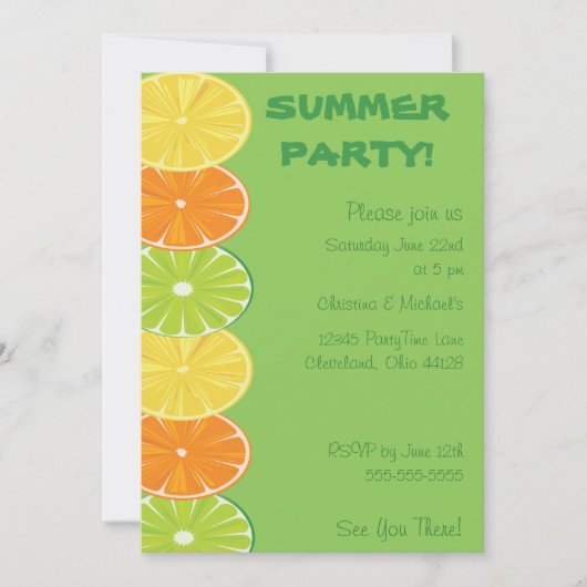 Citrus Splash Uitnodiging (Voorkant)