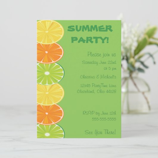 Citrus Splash Uitnodiging (Staand voorkant)