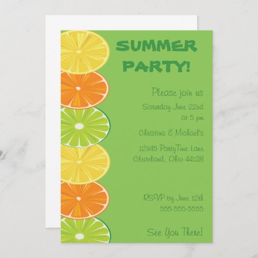 Citrus Splash Uitnodiging (Voorkant / Achterkant)
