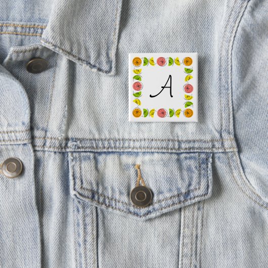 Citrus Square Monogram, knop vierkant Vierkante Button 5,1 Cm (In situ)