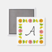 Citrus Square Monogram magnetvierkant Magneet (Voorkant / Achterkant)