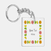 Citrus Square-tekst, dubbelzijdig Sleutelhanger (Voorkant Links)