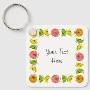 Citrus Square Text aluminium dubbelzijdig Sleutelhanger