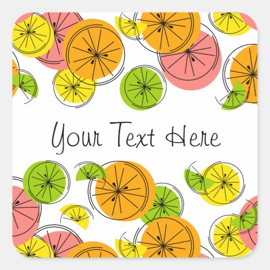 Citrus Tekst sticker vierkant (Voorkant)