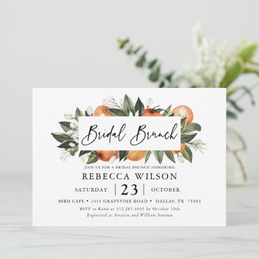 Citrus Thème Rustique Bridal Brunch Invitation (Debout devant)