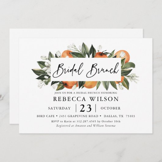 Citrus Thème Rustique Bridal Brunch Invitation (Devant / Derrière)