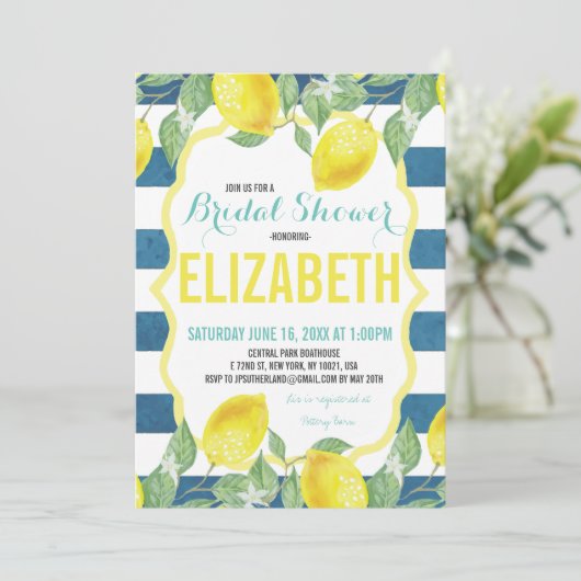 Citrus Threadal Shower-uitnodiging Kaart (Staand voorkant)
