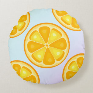 Citrus TROPICAL SUMMER FRUIT Sinaasappel citroenen Rond Kussen