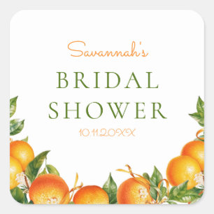 Citrus Trouwdag Thema Kaarslabel Vierkante Sticker