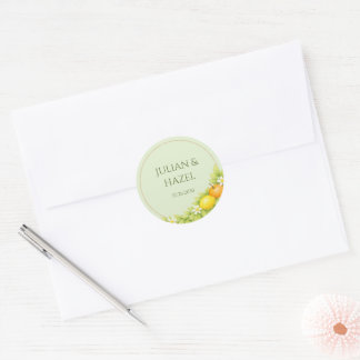 Citrus Tuin Oranje & Citroen Huwelijk Ronde Sticker
