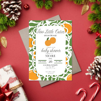 Citrus Twee Kleine Moppies Tweeling Baby Shower Ui Acryl Uitnodigingen