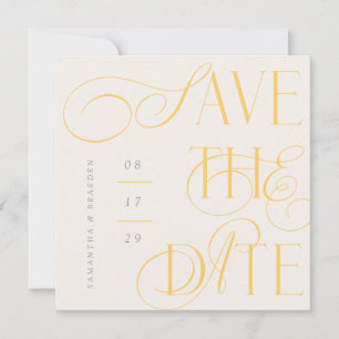 Citrus Twist Moderne Calligrafie Bewaar de Datum K Kaart