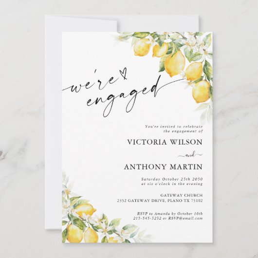 Citrus vert citron Nous sommes engagés Invitation (Devant)