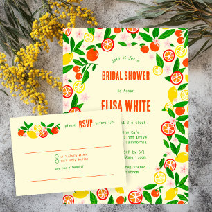 Citrus Viering Aangepaste Zomer Bruidsdouche RSVP Kaartje