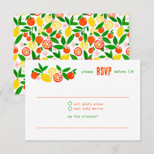 Citrus Viering Aangepaste Zomer Bruidsdouche RSVP Kaartje