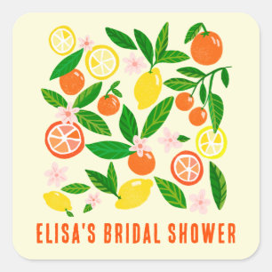 Citrus Viering Helder Aangepast BRUIDSBAD Vierkante Sticker