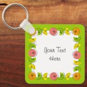 Citrus Vierkante Groene Tekst aluminium dubbelzijd Sleutelhanger (Voorkant)