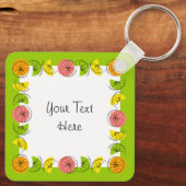 Citrus Vierkante Groene Tekst aluminium dubbelzijd Sleutelhanger (Achterkant)