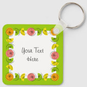 Citrus Vierkante Groene Tekst aluminium dubbelzijd Sleutelhanger (Achterkant)