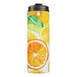 Citrus Watercolor Sinaasappels & Citroenen  Thermosbeker