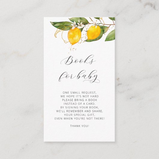 Citrus Waterverf Book Request Baby shower Informatiekaartje (Voorkant)