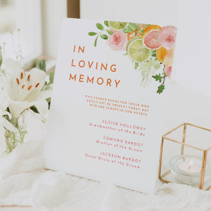 Citrus Waterverf bruiloft Memorial Reclamebord Met Voetstuk