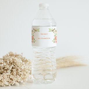 Citrus Waterverf bruiloft Waterfles Etiket