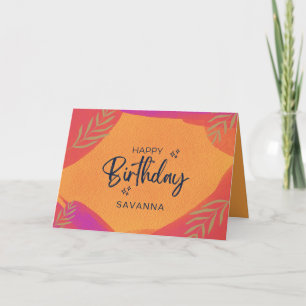 Citrus Waterverf Chic Happy Birthday Custom Name Kaart