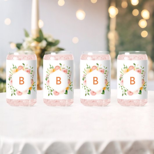 Citrus Waterverf Monogram Bruiloft Bruids Feest Blikvorm Glas (Insitu (Huwelijk))