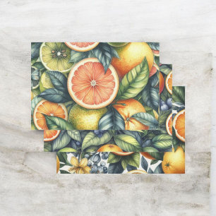 Citrus Waterverf Sinaasappel Fruit Botanische Zome Inpakpapier Vel