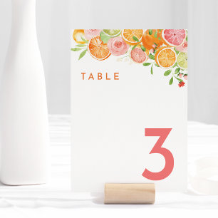 Citrus Waterverf Trouwtafel nummer Kaart