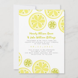 Citrus Wedding Invitation with Lemons and Limans Kaart