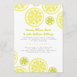 Citrus Wedding Invitation with Lemons and Limans Kaart