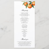 Citrus Wedding Program | Mediterranean Orange  Menu (Achterkant)