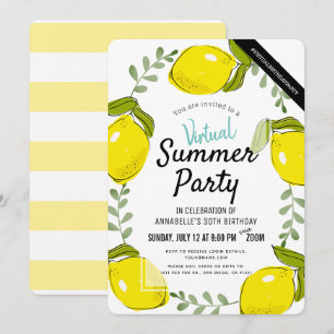 Citrus Witte Zomer Volwassen Virtuele Verjaardag Kaart