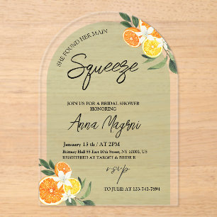 Citrus Ze vond haar belangrijkste squeeze Vrijgeze Acryl Uitnodigingen