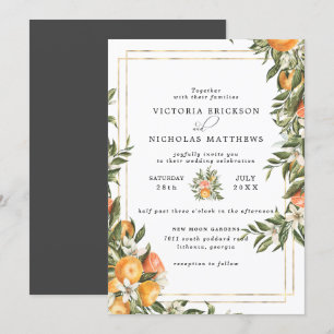 Citrusboomgaard   Boho botanische bruiloft Kaart