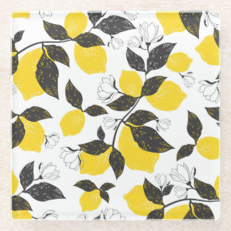 Citruscitroenen, zomer naadloos. glazen onderzetter