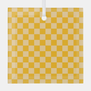 Citruscrème geruit bordpatroon glas ornament